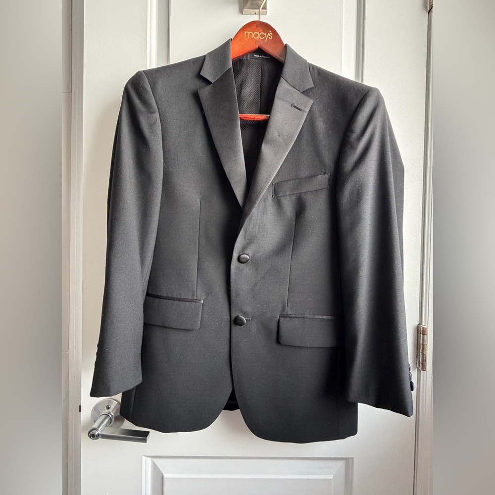 Men's Black Wool Taxedo Suit Set-36S/28S